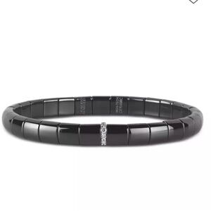 Roberto Demeglio 18K White Gold & Matte Black Stretch Bracelet with Diamonds